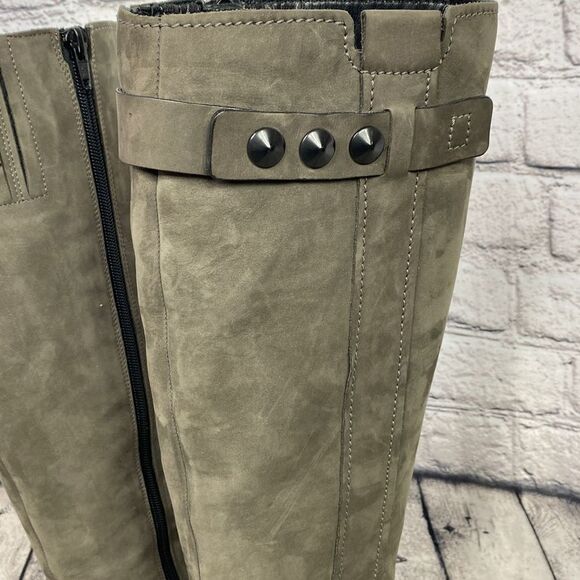 Kennel Und Schmenger Studded‎ Leather Distressed Knee High Boots Gray 7.5 - Picture 6 of 15